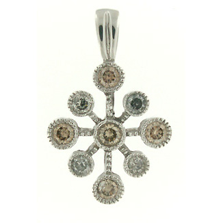 0.50 CTW WHITE AND CHAMPAGNE SNOW FLAKE DIAMOND PENDANT