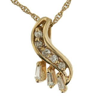 0.25 CTW FANCY DESIGN DIAMOND PENDANT, 14K GOLD, G/SI2
